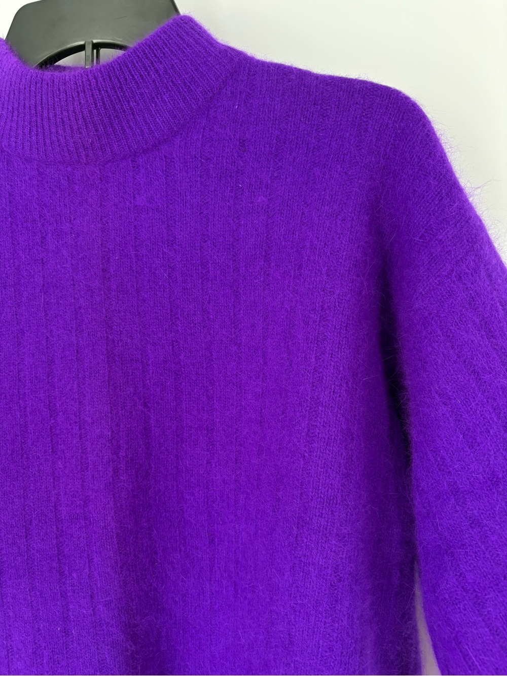 VTG Rafaella Grape Purple Angora Rabbit Hair Lambswool Mock Neck Sweater Large - Picture 5 of 15